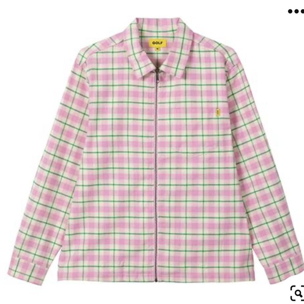 Golf Wang Zip-Up Flannel in Pink and Green Size M